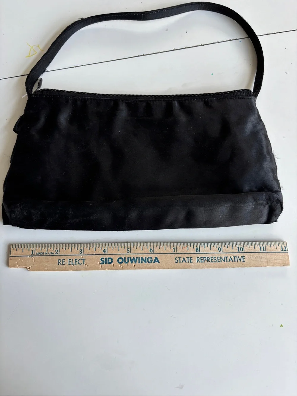 Black Ruffled Shoulder Bag - Classic Evening Clutch